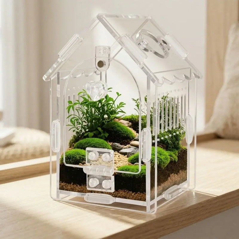 Terrarium en acrylique pour araignées sauteuses avec porte magnétique